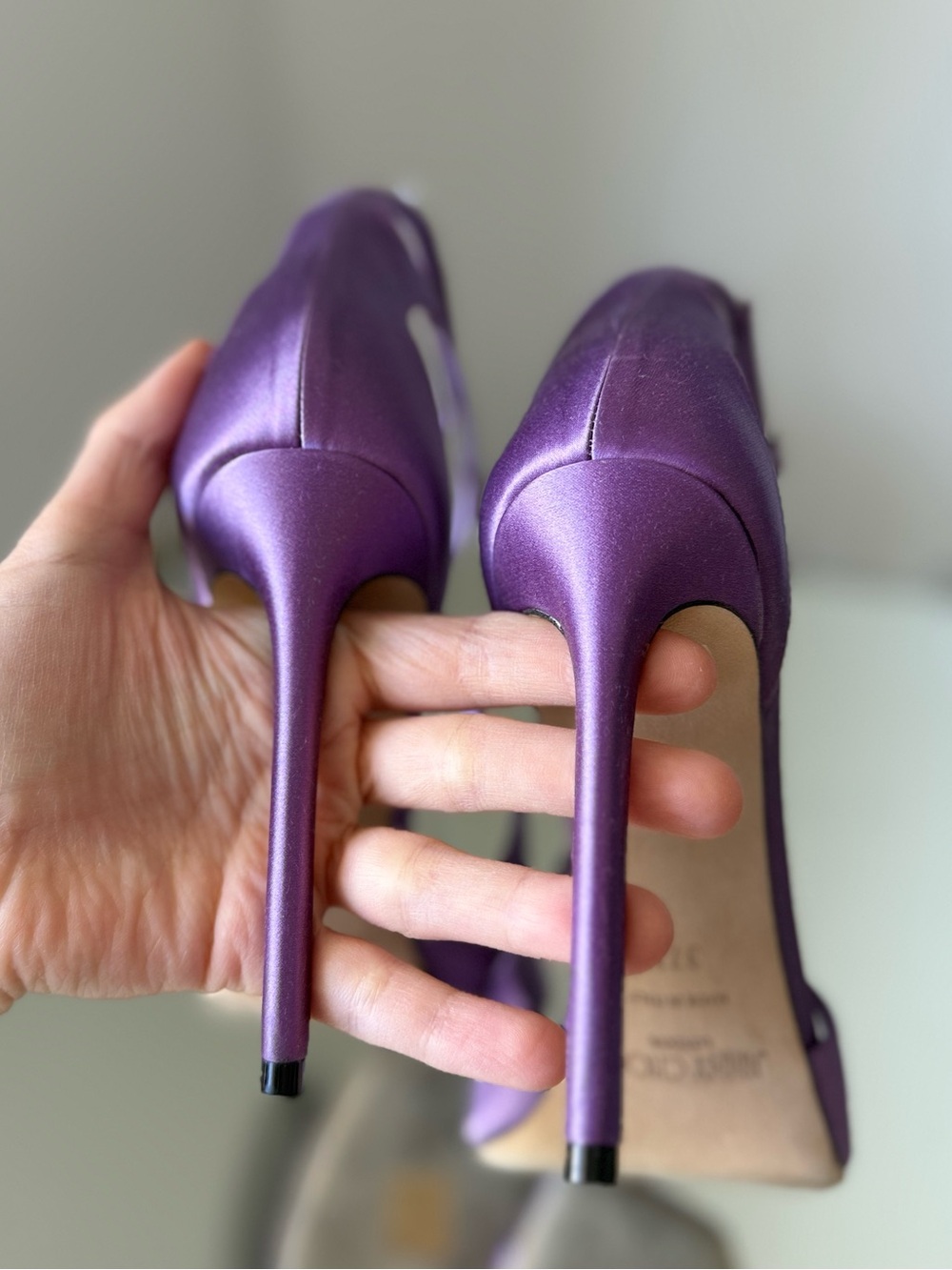 Like new JIMMY CHOO Azia 110 Wisteria Satin Sandals 37.5 - Picture 12 of 15
